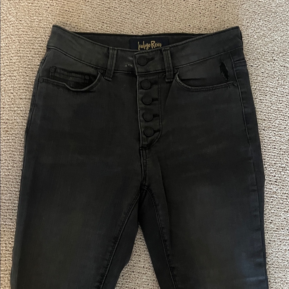Indigo Rein Black High-Rise Button-Fly Skinny Jeans. Size 27.